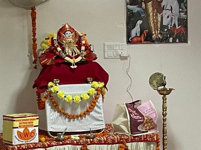 Altar prepared for meditation at a retreat